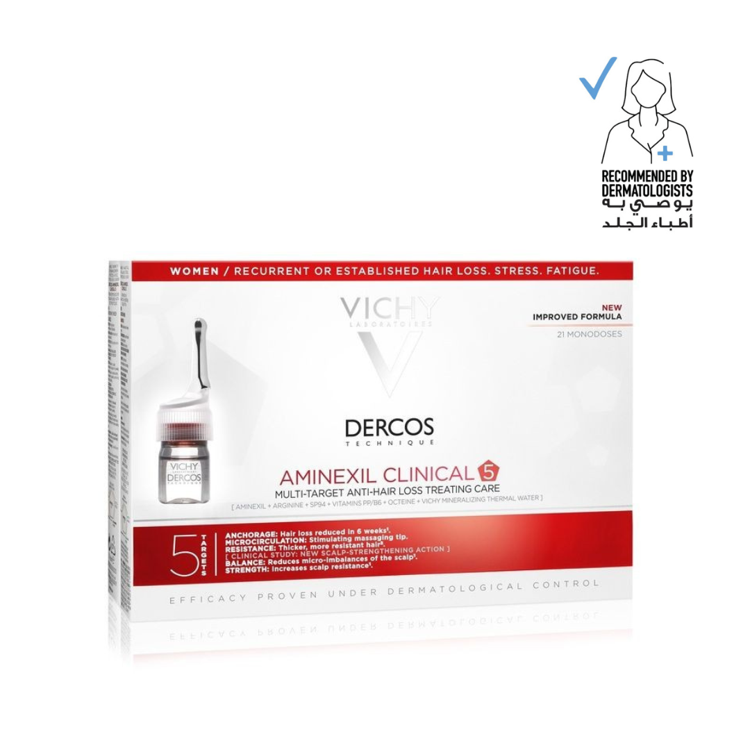 Vichy Dercos Aminexil Clinical 5 Anti-Hair Fall Treatment for Women x21 Doses 6ml